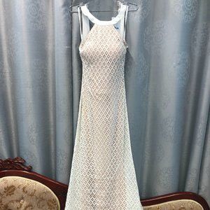 Ellie Wilde New Wedding Prom Dress, Sexy Vintage Lace Halter, Reg $999 Size 6